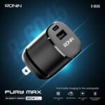 Ronin R-6045 Dual Port Charger Adapter, a wall plug with both a USB Type-C port (30W PD) and a standard USB-A connector for charging two devices at once.