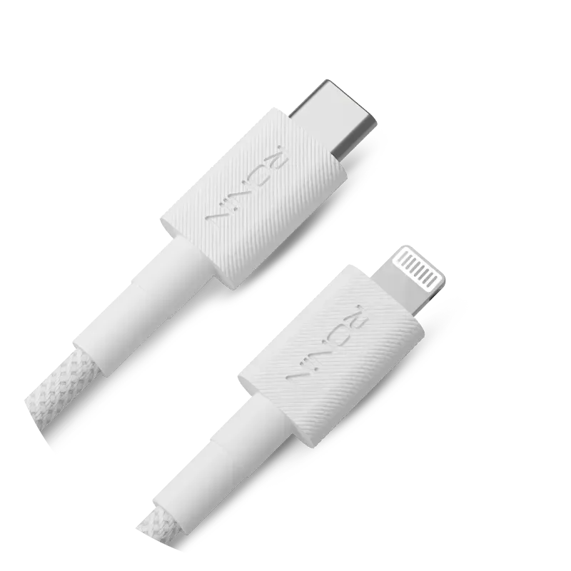 Ronin-R2045-Lynix-Type-C-to-iPhone-Cable-27W-PD-Braided.jpg Ronin Lynix R-2045 Cable, a 1.2-meter black braided cable with a USB-C connector on one end and a Lightning connector on the other, highlighting its 27W fast charging.