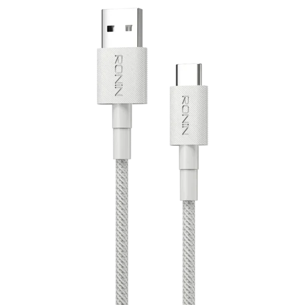 Ronin ACE Type-C Cable, a 1-meter braided USB-C cable, highlighting its durability and 18 Watt fast-charging capability.