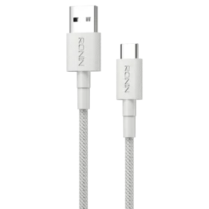 Ronin ACE Type-C Cable, a 1-meter braided USB-C cable, highlighting its durability and 18 Watt fast-charging capability.