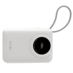 Ronin ION 20,000mAh Powerbank, showing its large body with an integrated, retractable or attached Lightning cable (20W) and a separate 22.5W Type-C output port.
