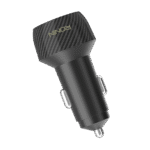 Ronin R-2505 Nos 48W Car Charger, showing its sleek design with both USB-C (PD) and USB-A (QC) ports for high-speed in-car charging.