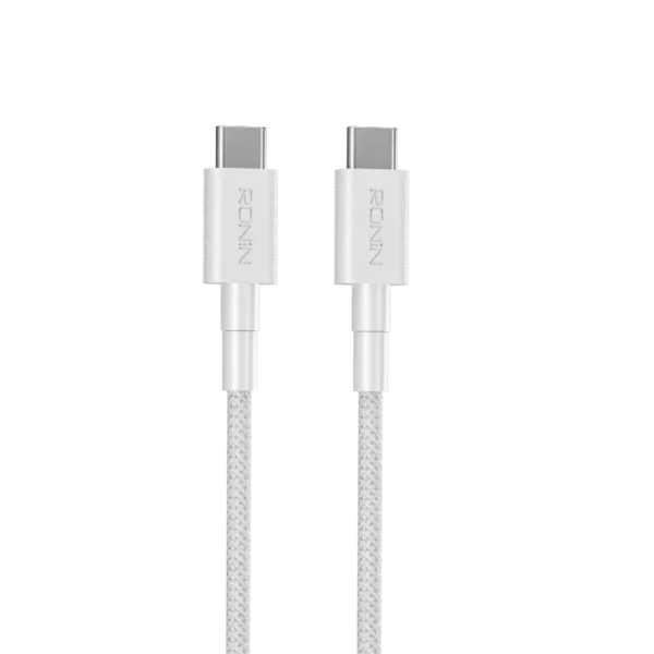 Ronin CORE R-2040 Cable, a 1-meter black braided Type-C to Type-C cable, highlighting its durability and 60 Watt Power Delivery (PD) support.