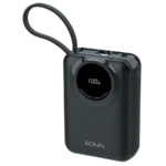 Ronin ZAPSTER 20,000mAh Powerbank, showing its large body with two integrated, attached or retractable charging cables: one USB Type-C (35W) and one Lightning (27W).