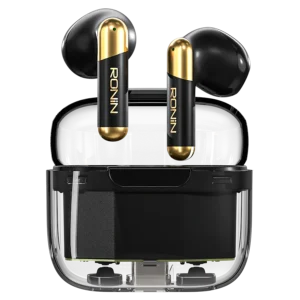 Ronin R-7070 Snap True Wireless Earbuds and their compact charging case, highlighting the quick-access design.