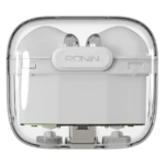 Ronin R-7070 Snap True Wireless Earbuds and their compact charging case, highlighting the quick-access design.