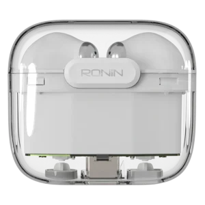 Ronin R-7070 Snap True Wireless Earbuds and their compact charging case, highlighting the quick-access design.