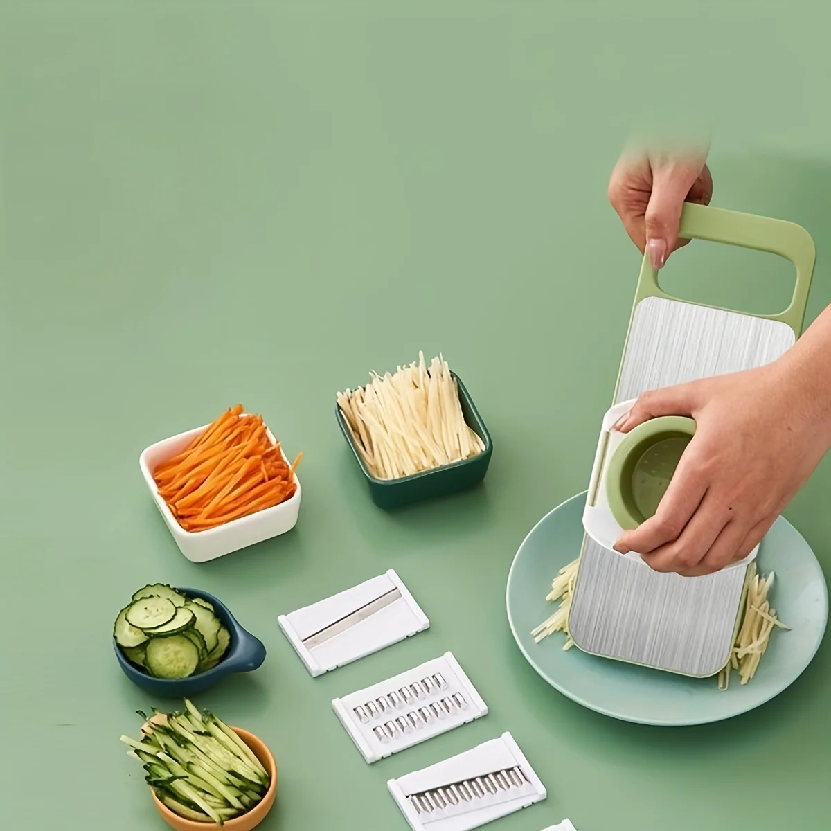 Stainless-Steel-Vegetable-Grater-Cutter-Multi-functional-Shredder.jpg Multi-functional stainless steel grater and vegetable cutter, showing the various grating and slicing surfaces of the durable kitchen food preparation tool.