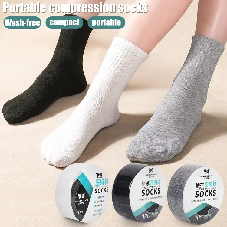 Multiple pairs of thin, cotton, disposable travel socks for summer use, showing the lightweight fabric and compact, portable design for men and women.