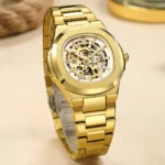 Skeleton Steampunk Men's Automatic Mechanical Watch | Silver Blue Full Steel Waterproof - Image 5