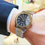 Log Series High-End Business Men's Quartz Watch, showing the elegant, minimalist white or black dial, classic markers, and stainless steel case and band, suitable as a professional dress watch.