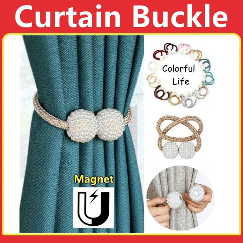 Magnetic Curtain Holder with Pearl Buckle Tiebacks