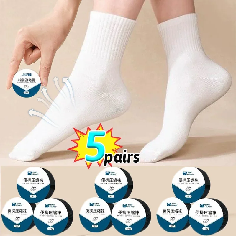 Portable-Disposable-Cotton-Travel-Socks-Thin-Summer-Unisex-Compression.jpg Multiple pairs of thin, cotton, disposable travel socks for summer use, showing the lightweight fabric and compact, portable design for men and women.