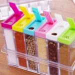6-Piece Seasoning Box Set with spoons and lids for spice storage and kitchen organization