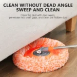 Round Rotary Head Flat Mop with 360° rotating head and adjustable telescopic handle for easy floor cleaning