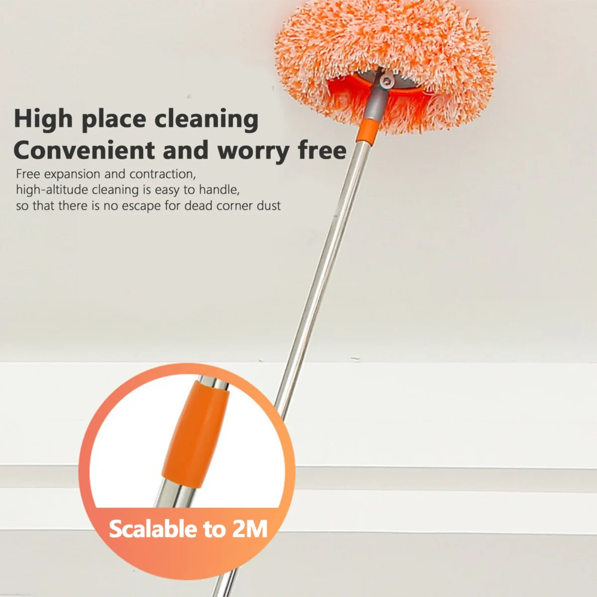 Round Rotary Head Flat Mop with 360° rotating head and adjustable telescopic handle for easy floor cleaning