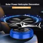 Solar power car air freshener with a decorative rotating propeller fan, designed to sit on the center console or dashboard as a perfume aromatherapy diffuser.