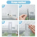 Roll of waterproof, self-adhesive screen repair tape showing the mesh texture, used to patch a hole in a window or door anti-insect mosquito screen.