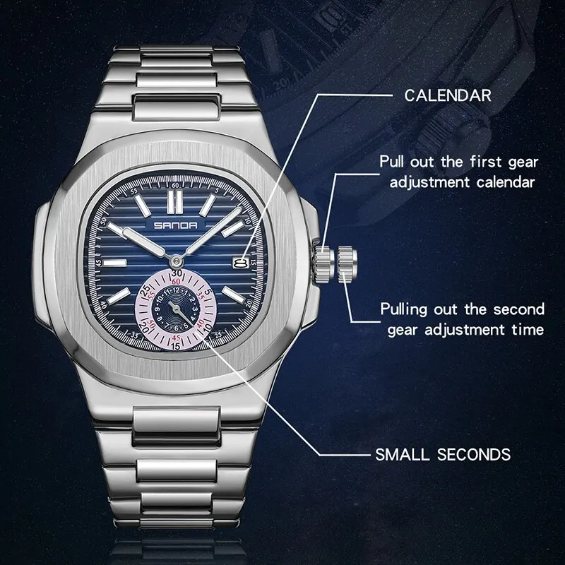 kf-S73bc516852d3432fa9b995b587186bedE Luxury Business Stainless Steel Square Quartz Men’s Watch – Elegant & Durable Design - Image 4