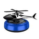 Solar power car air freshener with a decorative rotating propeller fan, designed to sit on the center console or dashboard as a perfume aromatherapy diffuser.