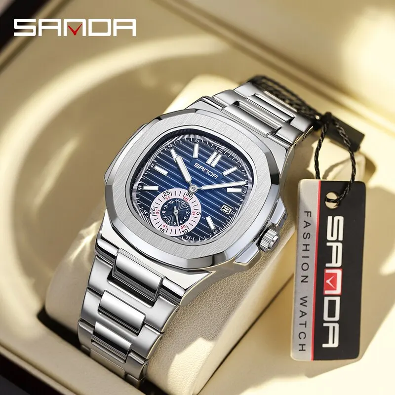 Luxury Stainless Steel Square Quartz Watch for Men Luxury Business Stainless Steel Square Quartz Men’s Watch – Elegant Design