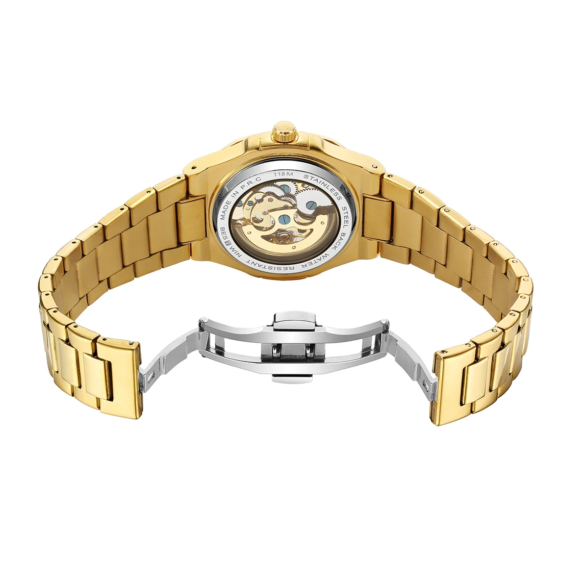 kf-S99d008ca489f4c3db76333b102b05a50q-1 Skeleton Steampunk Men's Automatic Mechanical Watch | Silver Blue Full Steel Waterproof - Image 6