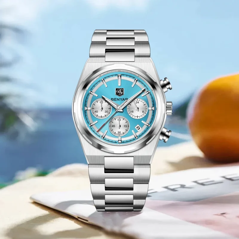 Top Luxury Men's Quartz Watch, showing the elegant dial, stylish designer details, and durable band, highlighting its premium aesthetic and reliable quartz movement.