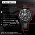 Top Luxury Men's Quartz Chronograph Watch, showing the sub-dials, pusher buttons, elegant dial details, and high-end designer aesthetic suitable for a man's stylish wristwatch.