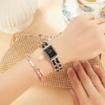 Buy a Fashionable Ladies Quartz Watch with a unique Woven Design strap. Features a minimalist Two-Hand display and reliable movement. Stylish women's wrist watch.
