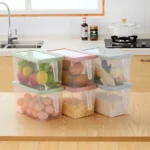 Refrigerator Storage Box with airtight lids for kitchen and fridge food organization