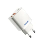 Ronin R-6050 Dual Port Charger Adapter, a wall plug with both a USB Type-C port (20W PD) and a standard USB-A connector for charging two devices simultaneously.