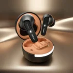 Ronin Mellow Earbuds R-7100, showing their sleek design and compact charging case, emphasizing the comfortable shape.