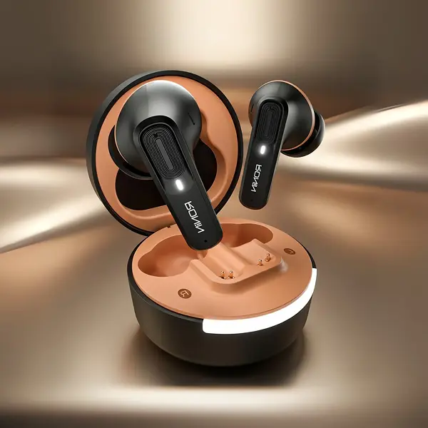 Ronin-Mellow-Earbuds-R7100-Comfort-Fit-White.jpg Ronin Mellow Earbuds R-7100, showing their sleek design and compact charging case, emphasizing the comfortable shape.