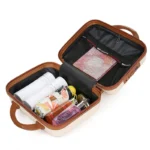 Mini Bear Cartoon Travel Suitcase Makeup Bag with USB Port and Zipper Closure