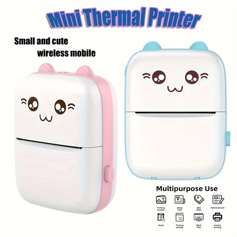 Portable Mini Cat Thermal Printer Bluetooth 58mm Portable Mini Cat Thermal Printer 58mm Bluetooth Wireless for Android and iOS