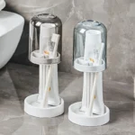 Ventilated Plastic Hygienic Toothbrush Organizer with Lid and Cup Holder for Bathroom