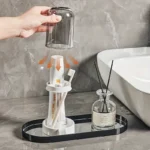 Ventilated Plastic Hygienic Toothbrush Organizer with Lid and Cup Holder for Bathroom