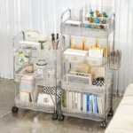 Acrylic Mobile Storage Cart Transparent Multi-Layer Organizer for Bathroom, Bedroom, and Living Room