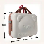 Mini Bear Cartoon Travel Suitcase Makeup Bag with USB Port and Zipper Closure