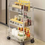 Acrylic Mobile Storage Cart Transparent Multi-Layer Organizer for Bathroom, Bedroom, and Living Room