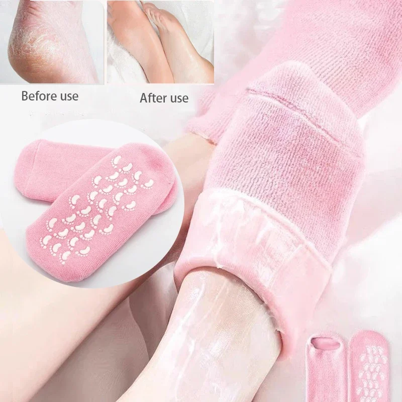 kf-S9ec7f945aef04776b48785d223a00a92U Silicone Moisturizing Socks - Image 1