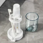 Ventilated Plastic Hygienic Toothbrush Organizer with Lid and Cup Holder for Bathroom
