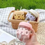 Pearl Bracelet Water Cup transparent glass with straw