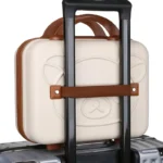 Mini Bear Cartoon Travel Suitcase Makeup Bag with USB Port and Zipper Closure