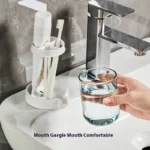 Ventilated Plastic Hygienic Toothbrush Organizer with Lid and Cup Holder for Bathroom