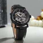 Men’s Skeleton Automatic Watch – Leather Strap Mechanical Watch