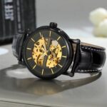 Men’s Skeleton Automatic Watch – Leather Strap Mechanical Watch