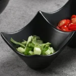 3 Grid Sauce Dish Black ABS