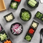 3 Grid Sauce Dish Black ABS