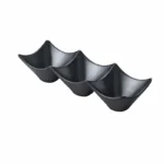 3 Grid Sauce Dish Black ABS